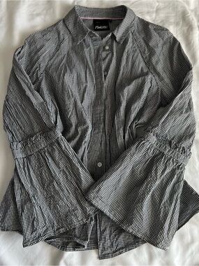 Nanette Lepore Gingham Button Up Blouse